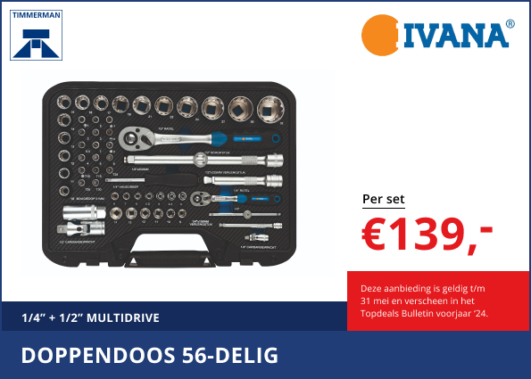 Doppendoos 1/2-1/4″ Multidrive, 56-delig