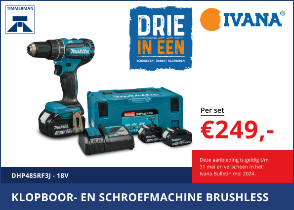 Klopboor- en schroefmachine Brushless 18V