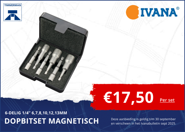 Dopbitsset magnetisch 1/4″